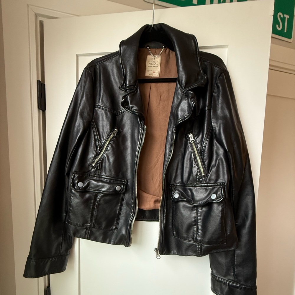 Free People Black Leather Jacket